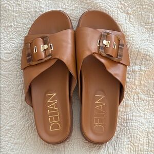 Deltan Women's Tan Slide Sandals